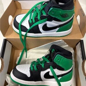 Green and Black High-Top Sneakers